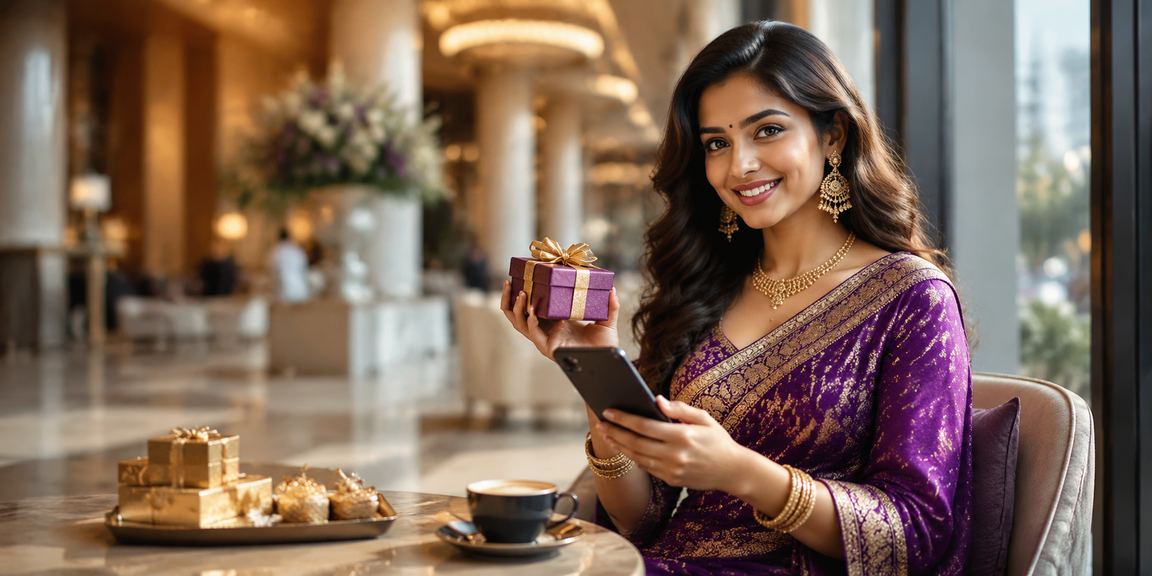 Young Indian woman playing Teen Patti on smartphone using digital wallet payment